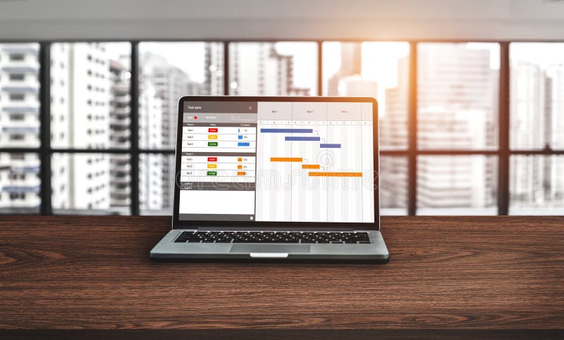 Project planning software for modish business project management royalty free stock image