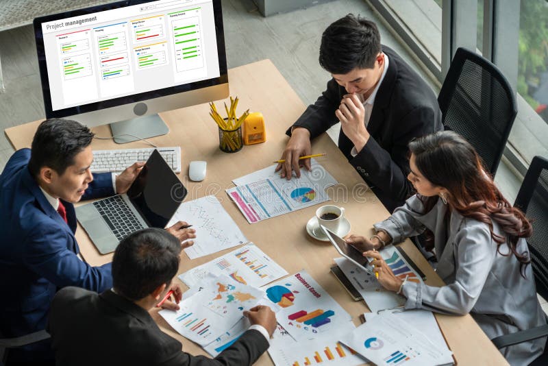 Project planning software for modish business project management royalty free stock photography