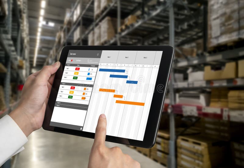 Project planning software for modish business project management stock photo