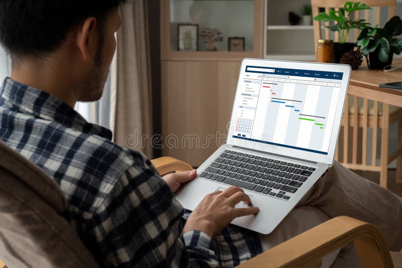 Project planning software for modish business project management stock images