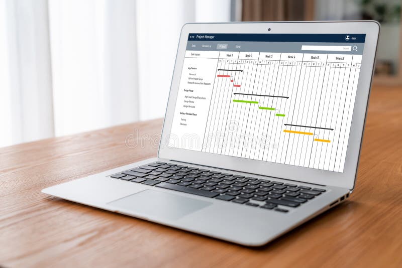 Project planning software for modish business project management royalty free stock photo