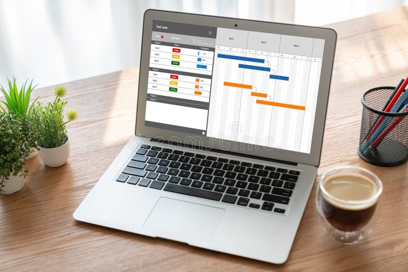 Project planning software for modish business project management royalty free stock photo