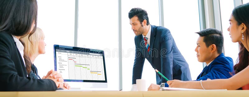 Project planning software for modish business project management stock photos