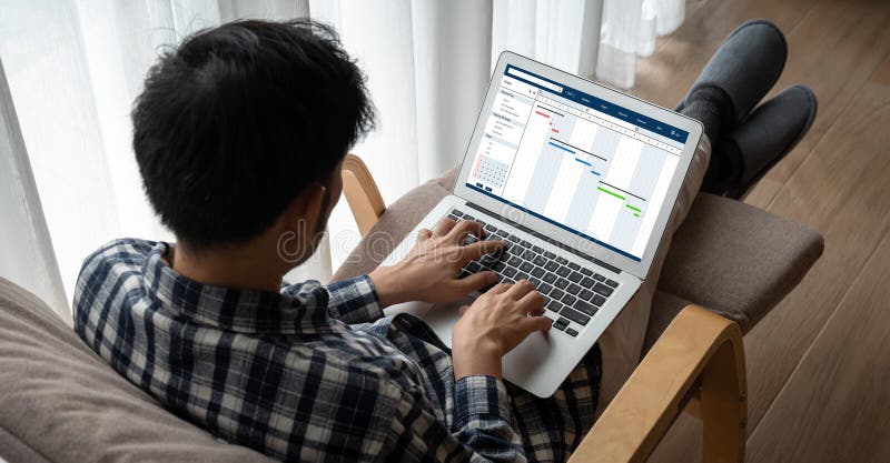 Project planning software for modish business project management royalty free stock photography