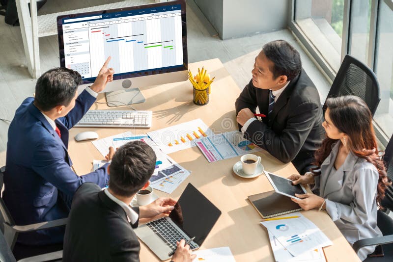 Project planning software for modish business project management stock photos