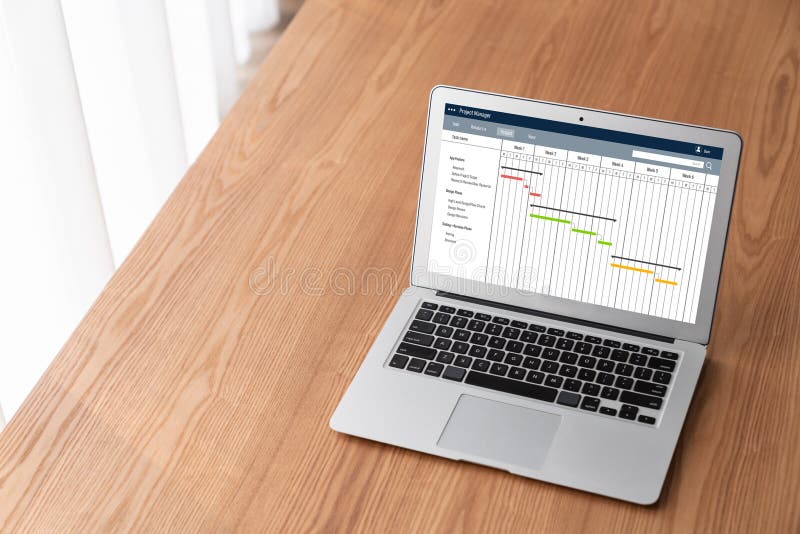 Project planning software for modish business project management royalty free stock photos