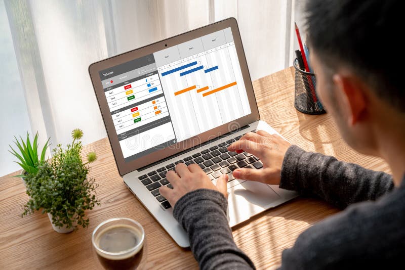 Project planning software for modish business project management royalty free stock photos