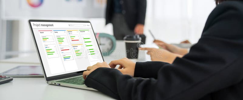 Project planning software for modish business project management royalty free stock photography