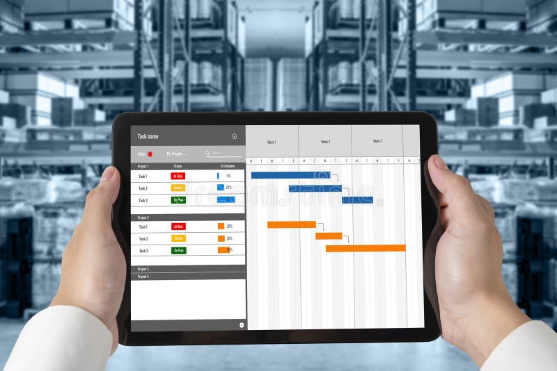 Project planning software for modish business project management stock images
