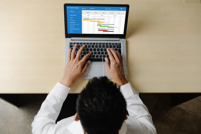 Project planning software for modish business project management royalty free stock photography