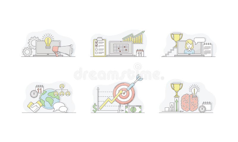 Project start up business strategy. Starting of new project, business planning, successful idea, brainstorming vector stock illustration