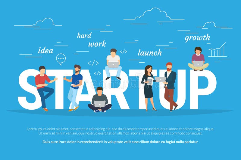 Project startconceptenillustratie van bedrijfsmensen die als team samenwerken stock illustratie Project startconceptenillustratie van bedrijfsmensen die als team samenwerken stock illustratie