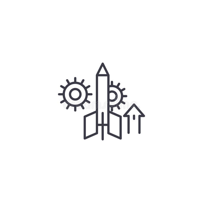 Project startup linear icon concept. Project startup line vector sign, symbol, illustration. stock illustration Project startup linear icon concept. Project startup line vector sign, symbol, illustration. stock illustration