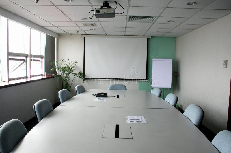 Projection screen in the boardroom