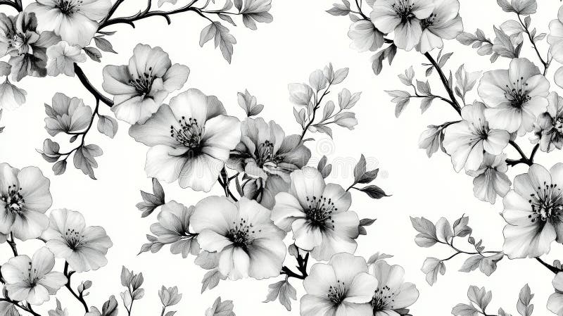 Projekt Dark Blooms on Pale Background nosi nazwę Gothic Floral Pattern fotografia royalty free