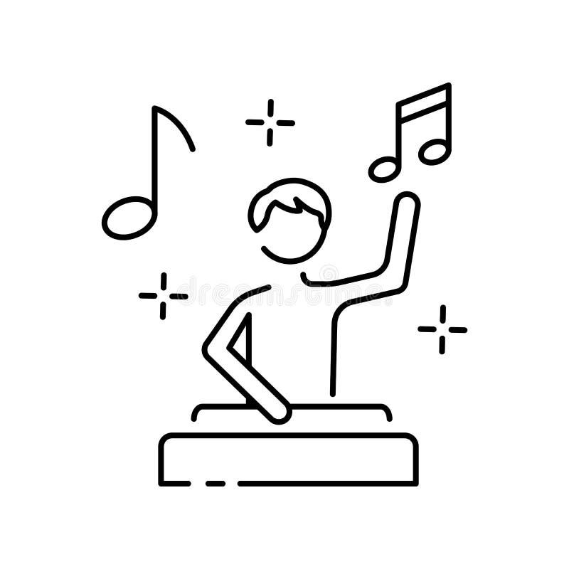 Projekt ikony dźwiękowej. dj odtwarzaj muzykę w linii wektora partii.