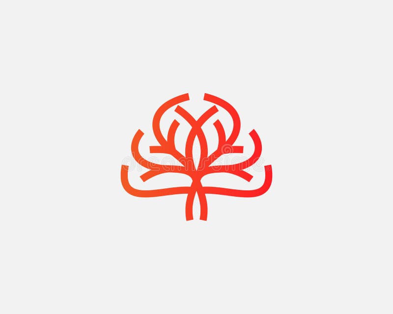 Projekt ikony logo drzewa wektora abstrakcyjnego Logotyp znaku litego uniwersalnego Psychologia myśli twórczej mózgu ilustracji