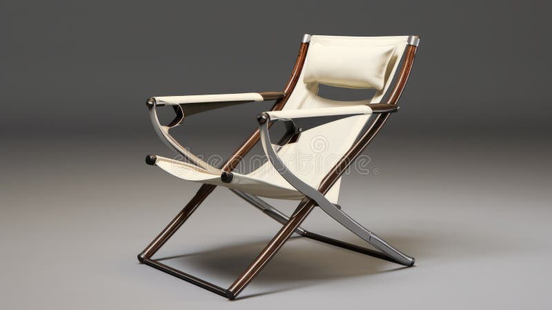 folding chair 3d model with precise nautical detail, showcased on a grey background in the style of helmut newton. the chair features a light beige and dark amber color scheme, highlighting the polished craftsmanship. the overall effect is one of serenity and calm, reminiscent of the works of henry justice ford and yasutomo oka. ai generated. folding chair 3d model with precise nautical detail, showcased on a grey background in the style of helmut newton. the chair features a light beige and dark amber color scheme, highlighting the polished craftsmanship. the overall effect is one of serenity and calm, reminiscent of the works of henry justice ford and yasutomo oka. ai generated