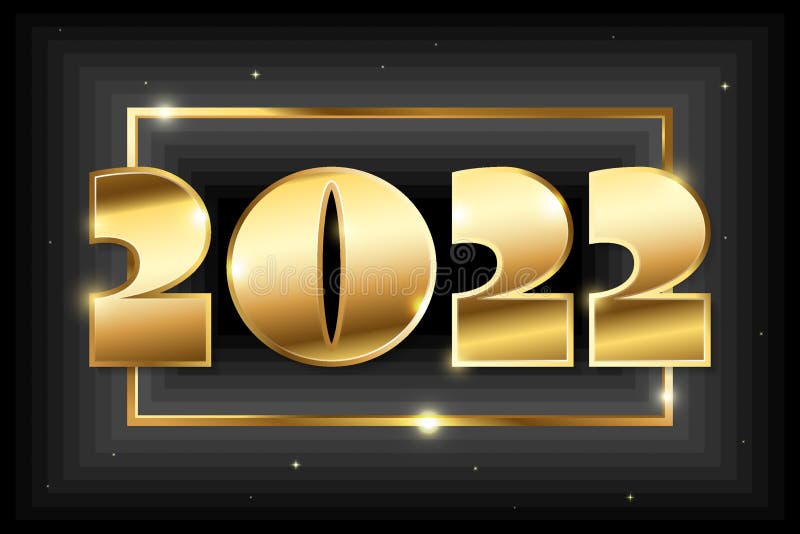 Projekt tekstu ze złotym logo wesołego nowego roku 2022. koncepcja ilustracji wektorowej dla szablonu projektu broszury w tle witanie kartka strona zaproszenie baner strona internetowa baner social media baner