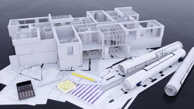 Projet de construction avec maquette et plans