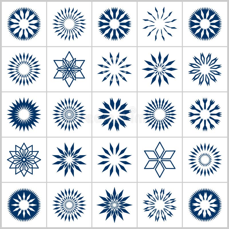 Projete o jogo de elementos Ícones decorativos geométricos do sumário ilustração stock Projete o jogo de elementos Ícones decorativos geométricos do sumário ilustração stock