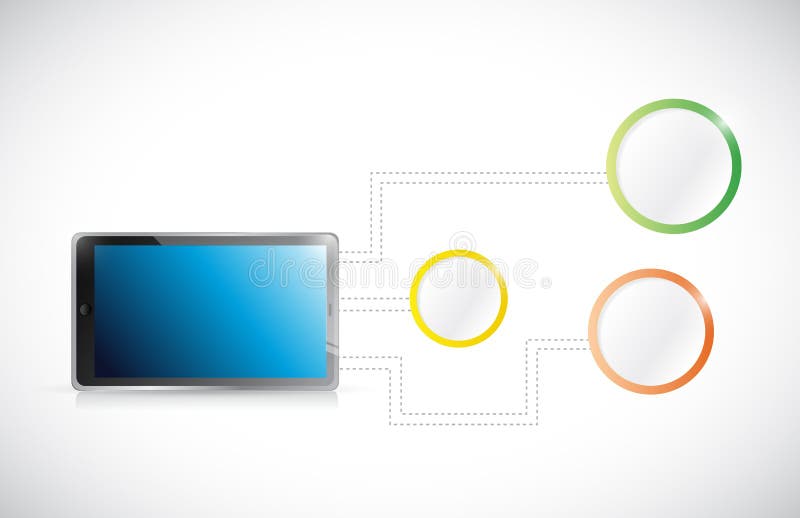 Diagrama de rede de tablet, ilustração de design ilustração stock