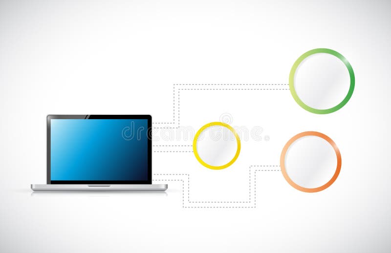 Diagrama de rede de portátil, ilustração de design ilustração stock