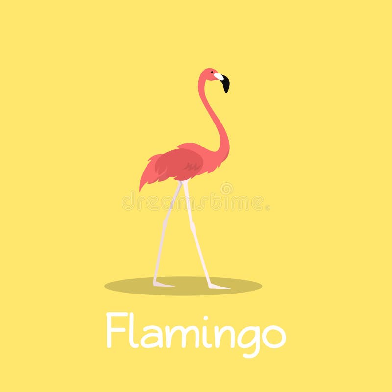 Projeto da ilustração do pássaro do flamingo no fundo amarelo ilustração royalty free Projeto da ilustração do pássaro do flamingo no fundo amarelo ilustração royalty free