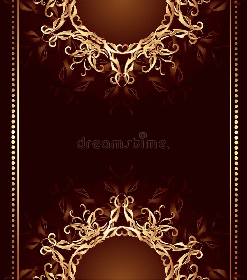 Jewelry design from art painted, woven gold patterns on dark brown background. Jewelry design from art painted, woven gold patterns on dark brown background