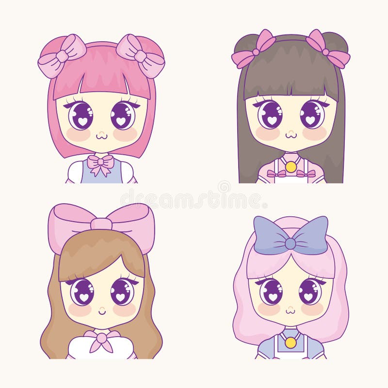 Desenhos Animados Da Menina Da Cara Do Anime - Linha De Corte