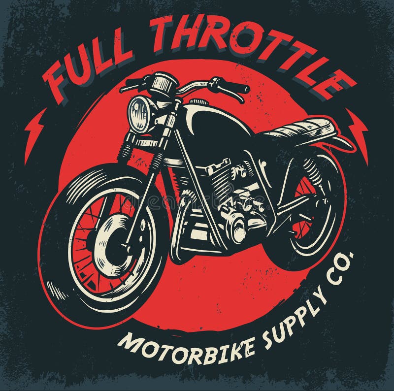 Projeto da motocicleta do desenho da mão do vintage ilustração royalty free Projeto da motocicleta do desenho da mão do vintage ilustração royalty free