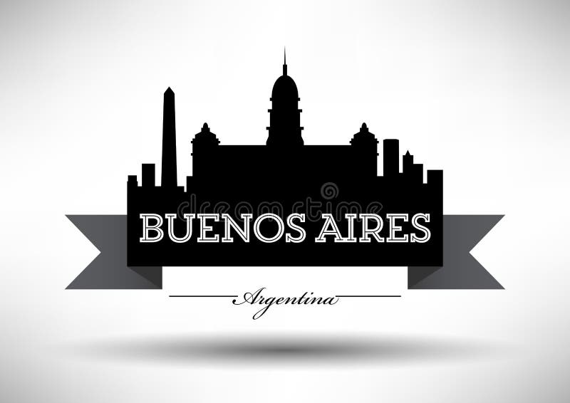 Projeto da skyline da cidade de Buenos Aires do vetor ilustração royalty free Projeto da skyline da cidade de Buenos Aires do vetor ilustração royalty free