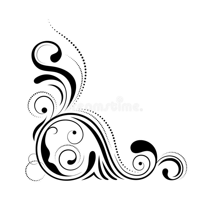 Projeto de canto floral Ornamento do redemoinho isolado no fundo branco - vector a ilustração Beira decorativa com curva ilustração stock Projeto de canto floral Ornamento do redemoinho isolado no fundo branco - vector a ilustração Beira decorativa com curva ilustração stock