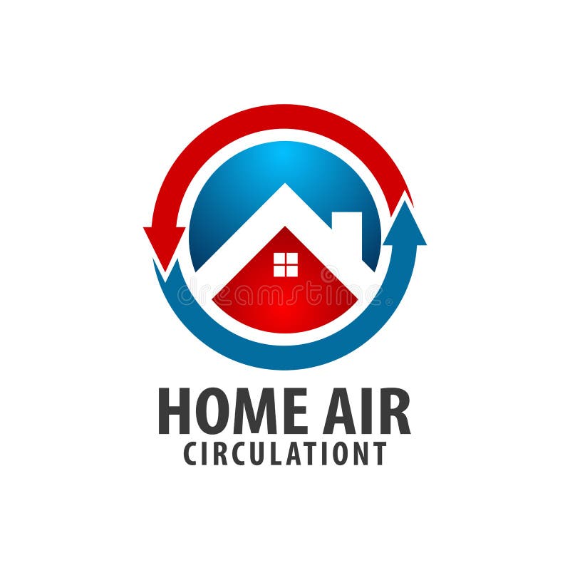 Projeto de conceito do logotipo da circulação de ar da casa da seta do círculo Elemento gráfico do molde do símbolo ilustração stock Projeto de conceito do logotipo da circulação de ar da casa da seta do círculo Elemento gráfico do molde do símbolo ilustração stock