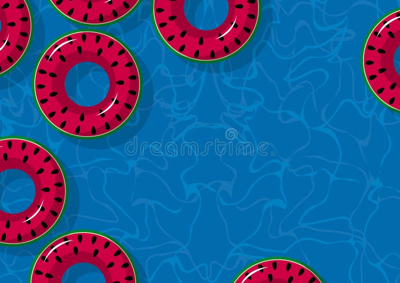 Projeto de conceito do verão da melancia inflável na piscina com espaço da cópia ilustração stock Projeto de conceito do verão da melancia inflável na piscina com espaço da cópia ilustração stock