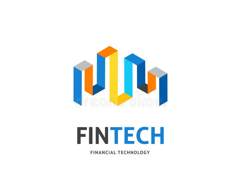 Projeto de conceito moderno do logotipo da indústria do fintech, digitiza da finança ilustração do vetor Projeto de conceito moderno do logotipo da indústria do fintech, digitiza da finança ilustração do vetor