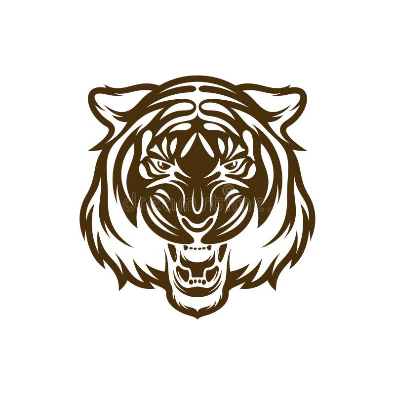 Projeto de ilustração do vetor do tigre de cabeça. modelo de design do logotipo do tigre de cabeça ilustração stock