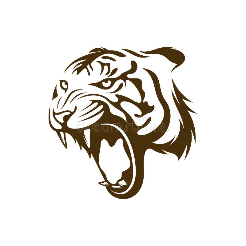 Projeto de ilustração do vetor do tigre de cabeça. modelo de design do logotipo do tigre de cabeça ilustração stock
