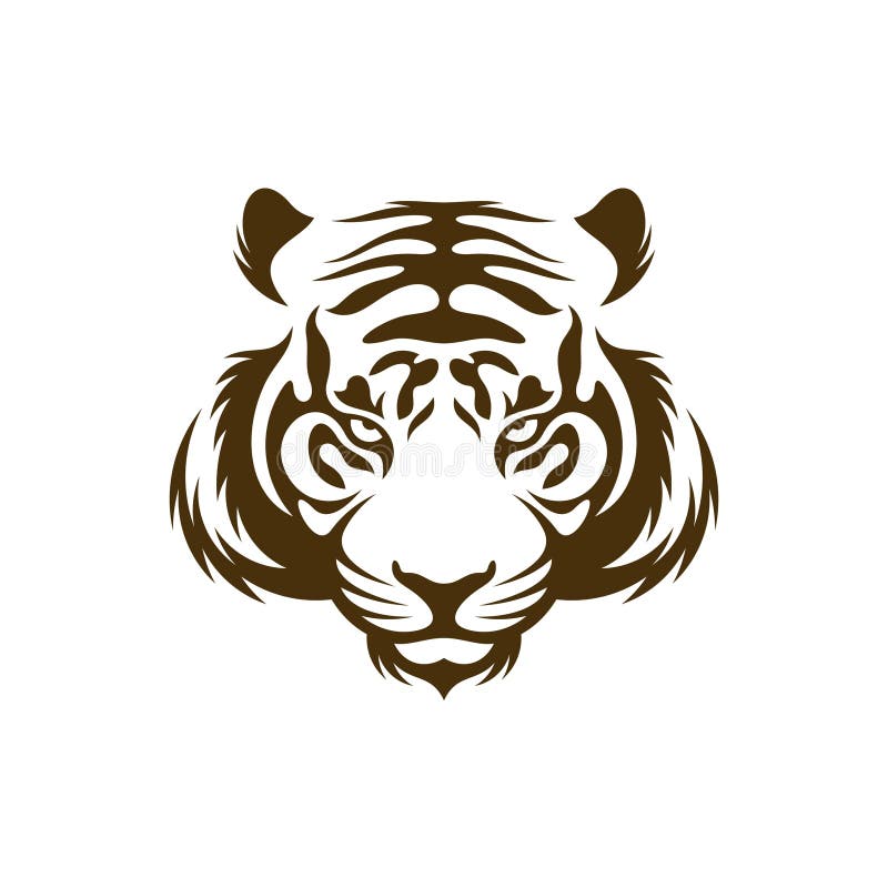Projeto de ilustração do vetor do tigre de cabeça. modelo de design do logotipo do tigre de cabeça ilustração stock