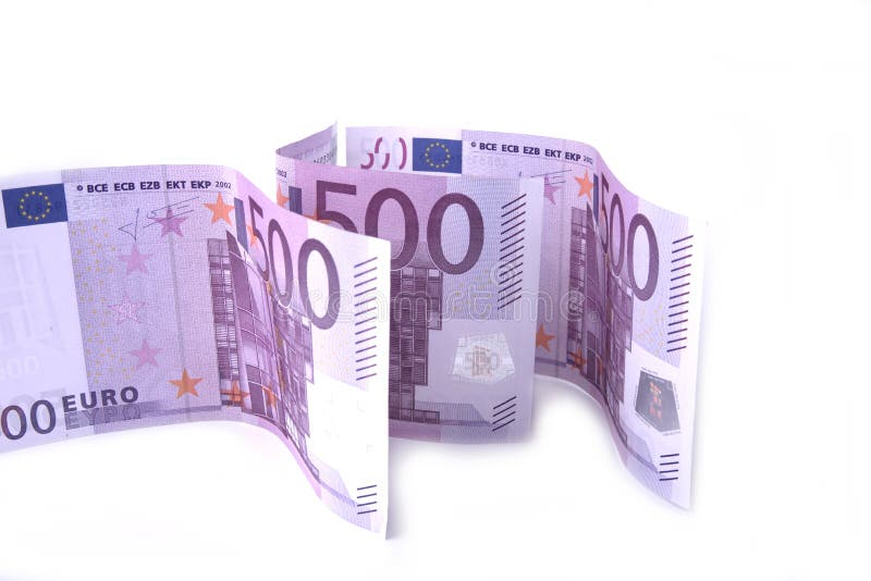 Projeto de lei de 500 euros sobre fundo branco fotografia de stock Projeto de lei de 500 euros sobre fundo branco fotografia de stock