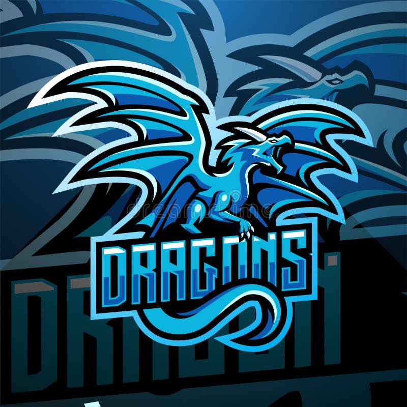 Jogo do logotipo do mascote do dragão roxo para ilustração da equipe  esportiva e esport