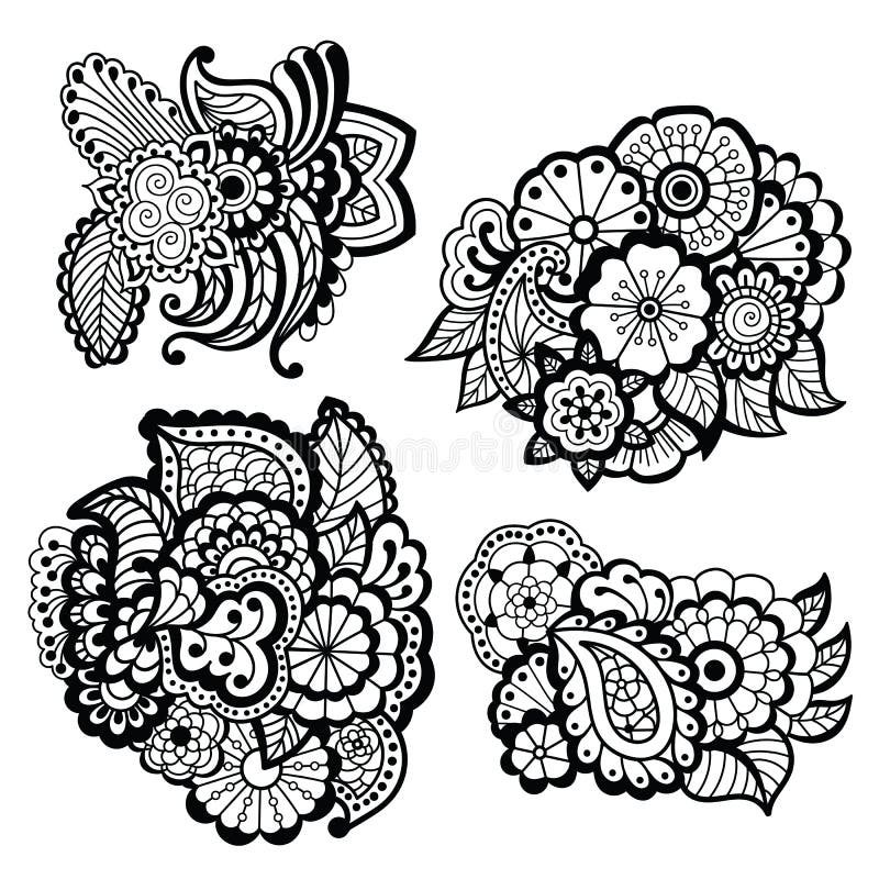 Projeto de Mehndi Teste padrão floral ilustração royalty free Projeto de Mehndi Teste padrão floral ilustração royalty free