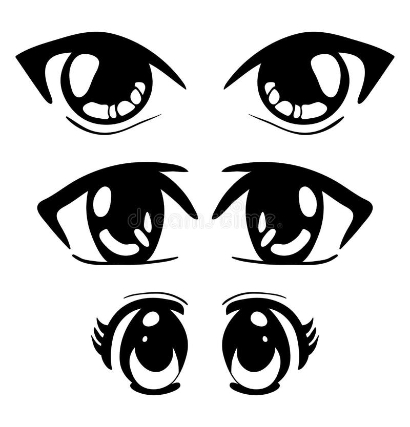 Emoções olhos de anime (mangá) meninas imagem vetorial de Apoev© 237541618