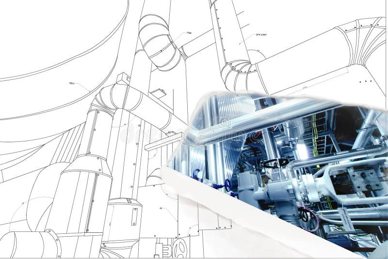 Projeto do cad do computador de Wireframe dos encanamentos foto de stock royalty free Projeto do cad do computador de Wireframe dos encanamentos foto de stock royalty free