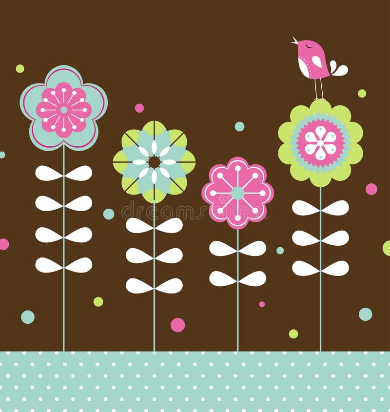 Design de fundo com aves e flores ilustração stock