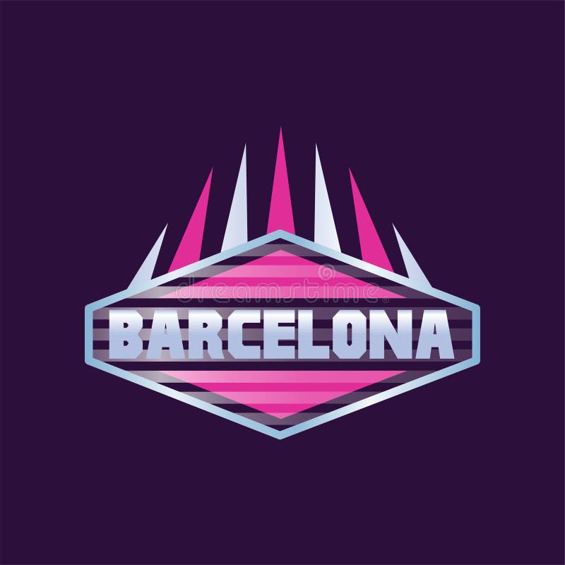 Projeto do logotipo da cidade de Barcelona na forma do hexágono Ícone geométrico com subtítulo Molde abstrato da tipografia para ilustração stock Projeto do logotipo da cidade de Barcelona na forma do hexágono Ícone geométrico com subtítulo Molde abstrato da tipografia para ilustração stock