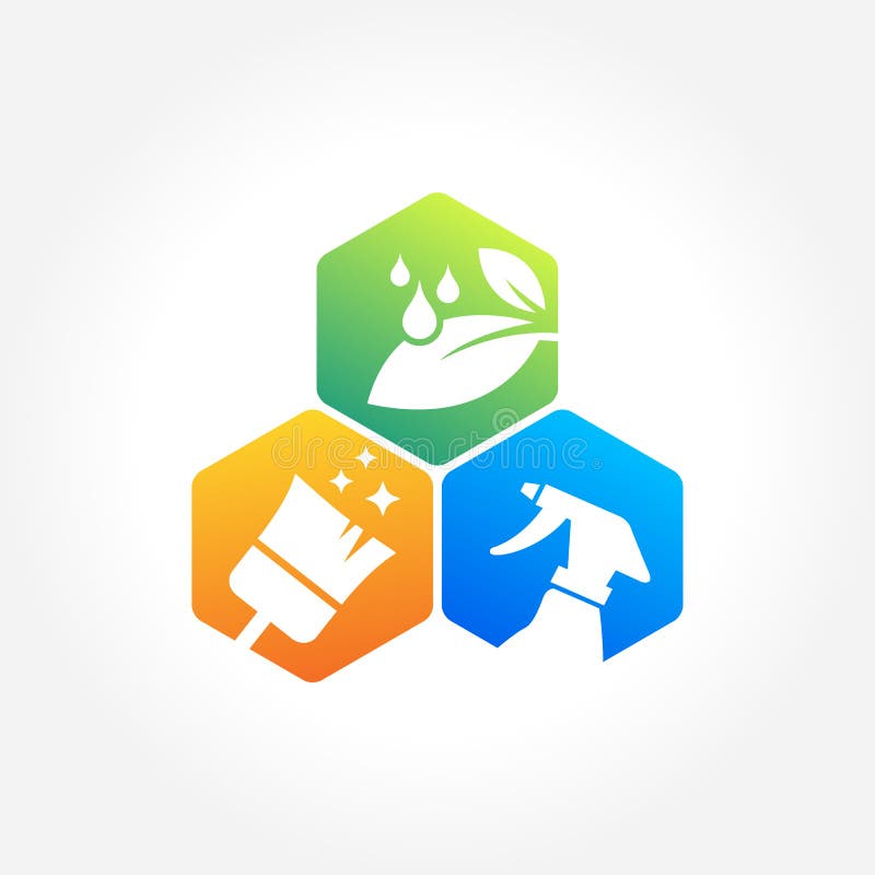 Projeto do logotipo da empresa de serviços da limpeza, conceito amigável de Eco para o interior, casa e construção ilustração do vetor Projeto do logotipo da empresa de serviços da limpeza, conceito amigável de Eco para o interior, casa e construção ilustração do vetor