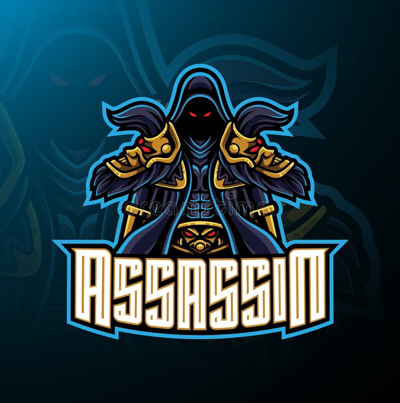 Projeto do logotipo da mascote do esporte do assassino ilustração stock Projeto do logotipo da mascote do esporte do assassino ilustração stock