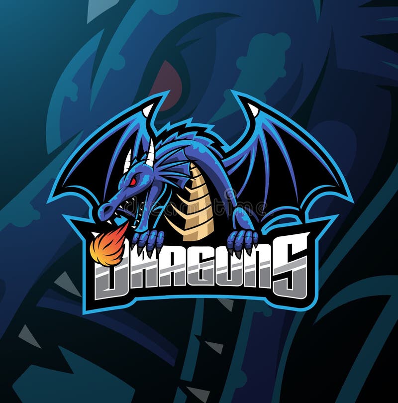 Ilustração do logotipo do jogo de esporte do mascote do dragão roxo para a  equipe de jogos esportivos