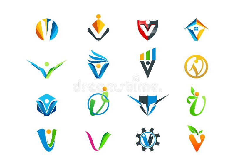 Projeto do logotipo do conceito da letra v